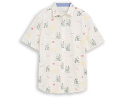 Tom Tailor - Regular fit overhemd met korte mouwen en borduursels - Maat XXXL - summer surf design