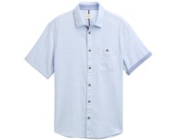 Tom Tailor - Regular fit overhemd met korte mouwen en borstzak - Maat S - powder blue zigzag structure