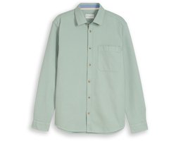 Tom Tailor - Regular fit overhemd met wafelstructuur - Maat XL - soft greyish green