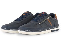 Tom Tailor - Sneakers van gestructureerd imitatieleer - Maat 41 - navy