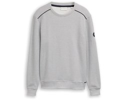 Tom Tailor - Sweatshirt met logo-badge - Maat L - offwhite navy stripe structure