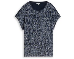 Tom Tailor - T-shirt in materiaalmix - Maat M - sky captain blue