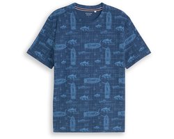 Tom Tailor - T-shirt met all-over-print - Maat XXL - mid blue nautical design