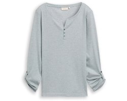 Tom Tailor - T-shirt met lange mouwen en omgeslagen mouwen - Maat XXL - green offwhite small stripe