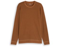 Tom Tailor - T-shirt met lange mouwen in used-look - Maat M - bright camel brown