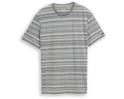 Tom Tailor - T-shirt met streepjesmotief - Maat XXL - olive orange multicolor stripe