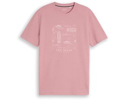 Tom Tailor - T-shirt met wafelstructuur - Maat L - dusty rose
