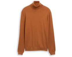 Tom Tailor - Trui met col en kasjmier - Maat L - camel brown melange