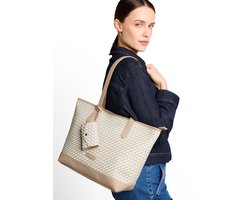 Tom Tailor - TTXENIA L Shopper met all-over print - Maat ONESIZE - printed taupe