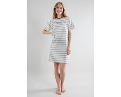 TOM TAILOR Zaria Dames Nachthemd korte mouw - Blauw gestreept