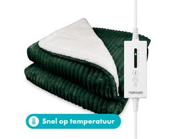 Tomado TEB1804G - Elektrische bovendeken - Warmtedeken - Omslagdeken - Superzachte fleece stof - 180 x 130 cm - Groen