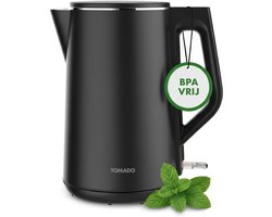 Tomado TWK1708B - Waterkoker - Dubbelwandig - BPA vrij - 2200 watt - RVS - 1,5 liter - Zwart