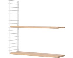 Tomado - Uitbreidingsset - 2 x Houten plank + 1 x Zijkant wit - Geschikt voor houten wandrek Tomado
