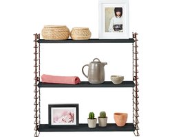 Tomado - Wandrek - Brons & Zwart - Boekenrek - 70x21x68 cm - Uitbreidbaar
