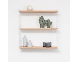Tomado - Wandrek - Hout & Wit - Boekenrek - 70x21x68cm - Uitbreidbaar