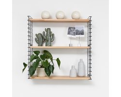 Tomado - Wandrek - Hout & Zwart - Boekenrek - 70x21x68cm - Uitbreidbaar