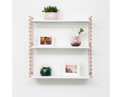 Tomado - Wandrek - Koper & Wit - Boekenrek - 70x21x68cm - Uitbreidbaar