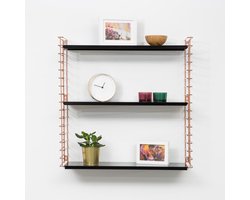 Tomado - Wandrek - Koper & Zwart - Boekenrek - 70x21x68 cm - Uitbreidbaar