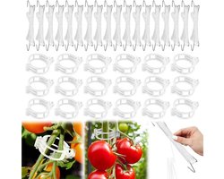 Tomatenhaken met koord - 18 stuks - Plantensteunklemmen - Klemmen - Tomatenhakenset - Tomatenondersteuning - Plantengroei - Tuinaccessoires.