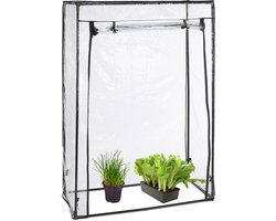 tomatenkas - pvc-folie - 150 x 100 x 50 cm - begaanbare foliekas - plantenkas - transparant-zwart