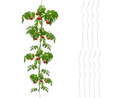 tomatenspiraal - set van 10 - Ø 5 mm - 90 cm lang - verzinkt staal - plantensteun - zilver