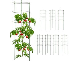Tomatensteunen set van 8 - plantensteunen voor klimplanten - 90 cm hoog - groen plantensteun halfronde