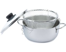 Tomatto SPLASH Frituurpan - 22 cm met Glazen Deksel en Frituurmand - NIET VAATWASSERBESTENDIG