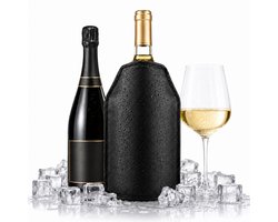 Tomec® Wijnkoeler Sleeve Zwart – Universele Flessenkoeler voor Wijn & Champagne – Waterafstotend, tot 3 Uur Koel