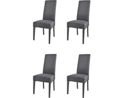 Tommychairs Chiara - Eetkamerstoelen - Set van 4 - Donkergrijs - Stof & Hout