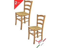 Tommychairs Venice - Eetkamerstoelen - Set van 2 - Eikenhout - Rotan