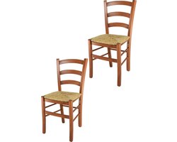 Tommychairs Venice - Eetkamerstoelen - Set van 2 - Kersenhout - Rotan