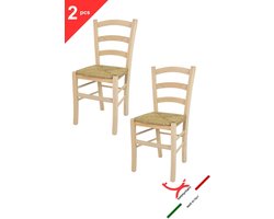 Tommychairs Venice - Eetkamerstoelen - Set van 2 - Naturel - Rotan & Hout