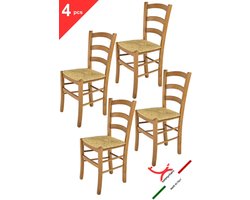Tommychairs Venice - Eetkamerstoelen - Set van 4 - Eikenhout - Rotan