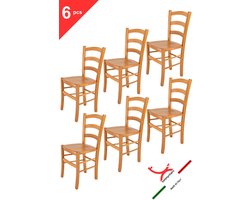 Tommychairs Venice - Eetkamerstoelen - Set van 6 - Bruin - Hout