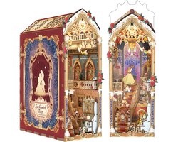 Tonecheer Enchanted Rose Book Nook Bouwpakket - Modelbouw - 19 x 10,8 x 26,9 cm - Houten 3D Puzzel - Boekensteun - LED-licht - Bewegingssensor Licht - Boekenhouder