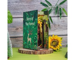 Tonecheer Story of The Forest Book Nook Bouwpakket - Modelbouw - 18,2 x 8 x 24,5 cm - Houten 3D Puzzel - Boekensteun - LED-licht - Bewegingssensor Licht - Boekenhouder