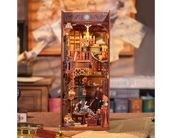 Tonecheer Violin Detective Agency Book Nook Bouwpakket - Modelbouw - 18 x 9,8 x 24,5 cm - Houten 3D Puzzel - Boekensteun - LED-licht - Bewegingssensor Licht - Boekenhouder