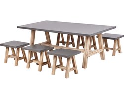 TONNARE - Tuinset 6-zits - Grijs - Beton/Acaciahout