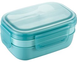 TOOBS | Broodtrommel of lunch box | 3 lagen | Perfect voor kinderen of volwassenen | Blauw | Vaatwasser bestendig | Geschikt voor droog en vochtig voedsel | Warme maaltijd kan mee.