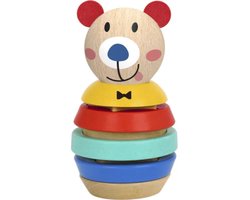 TOOKY TOY houten puzzel piramidevormen teddybeer 11 stuks.