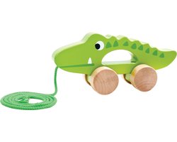 Tooky Toy Krokodil Trekfiguur - Houten Speelgoed - Vanaf 18 Maanden - Groen