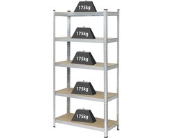 TOOLCRAFT TO-7863108 Stellingkast (extra stevig) 175 kg (b x h x d) 900 x 1800 x 400 mm Metaal, MDF Galvanisch veredeld
