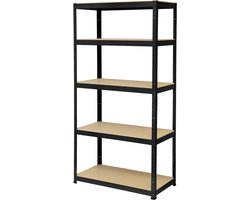 TOOLCRAFT TO-8689791 Stellingkast (extra stevig) 265 kg (b x h x d) 900 x 1800 x 450 mm Metaal, MDF Mat Zwart Hout