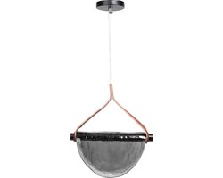 TooLight Hanglamp - Glas & Aluminium - Leren Band - Zwart - 28,5 x 32 cm