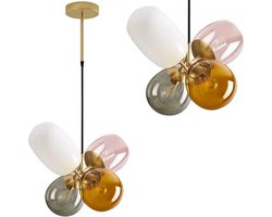 TooLight Hanglamp - Multicolor Glas - Verstelbare Kabel - E14 Fitting - Speels Design