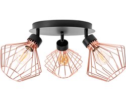 TooLight Plafondlamp - 3 lichtpunten - verstelbare E27 lampenkappen - zwart/rosé goud - modern design