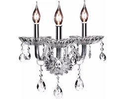 TooLight Wandlamp - 3 Lichtpunten - Chroom - Kristallen - Sfeervol Design