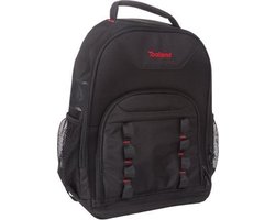 Toolland Gereedschapsrugzak, polyester, met 4 compartimenten, uitneembare gereedschapshouder, kunststof voetjes, zwart/rood, 38 x 50 x 20 cm