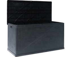 Toomax Wood opbergbox met deksel - 420L - Antraciet - Kunststof - Waterdichte kussenbox voor buiten in de tuin