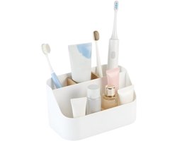 Toothbrush Houder met Bamboe Scheiders - 5 Compartimenten - Elektrische Tandenborstel Houder - Badkamer Organizer voor Woonkamer - Kaptafel - Kantoor